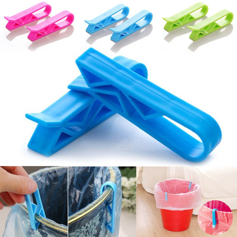 2 PCS Universal Trash Bag Fixed Clip Waste Basket Rubbish Clamp Portable Bin Garbage Clips Household Kitchen Bathroom Gadgets