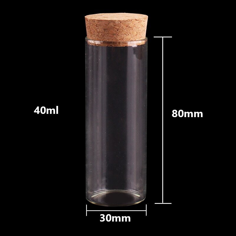 Dia 30mm: 15ml 25ml 30ml 35ml 40ml 50ml 60mlTransparent Glass Test Tube Vials Terrarium with Cork Stopper Glass Container 24pcs: 40ml