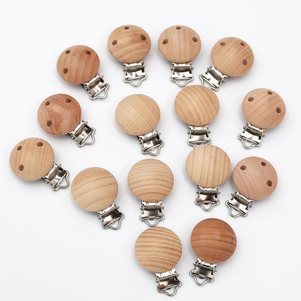 5/8 stücke Baby Holz Clips Baby Schnuller Attrappe Clip Halfter Einfarbig Natürliche Holz Baby Fütterung Zubehör Schnuller Verschluss Metall