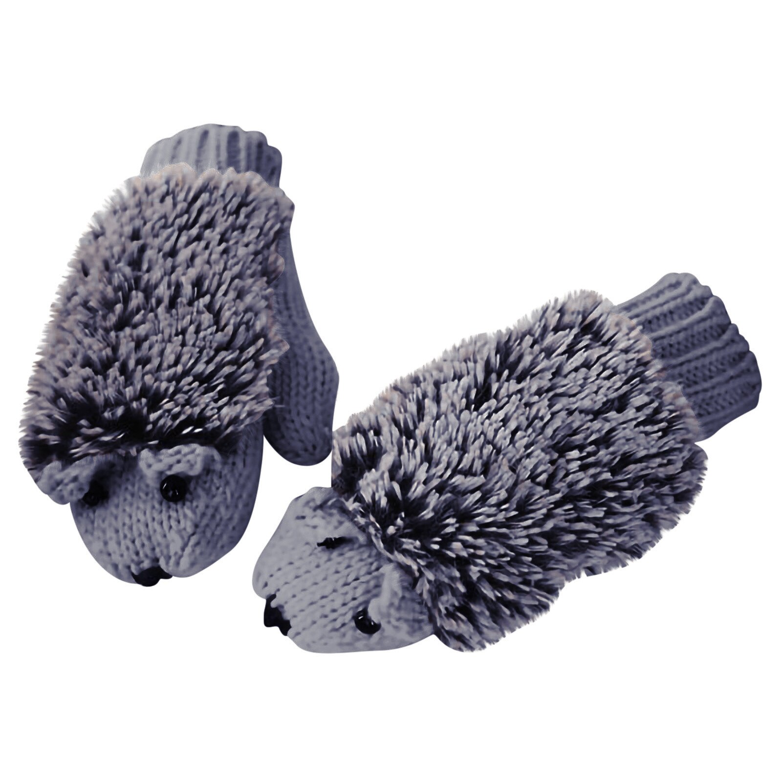 3d Cartoon Animal Girls Novelty Cartoon Winter Gloves For Women Knit Warm Fitness Gloves Hedgehog Heated Villus Wrist Mittens: Dark Gray