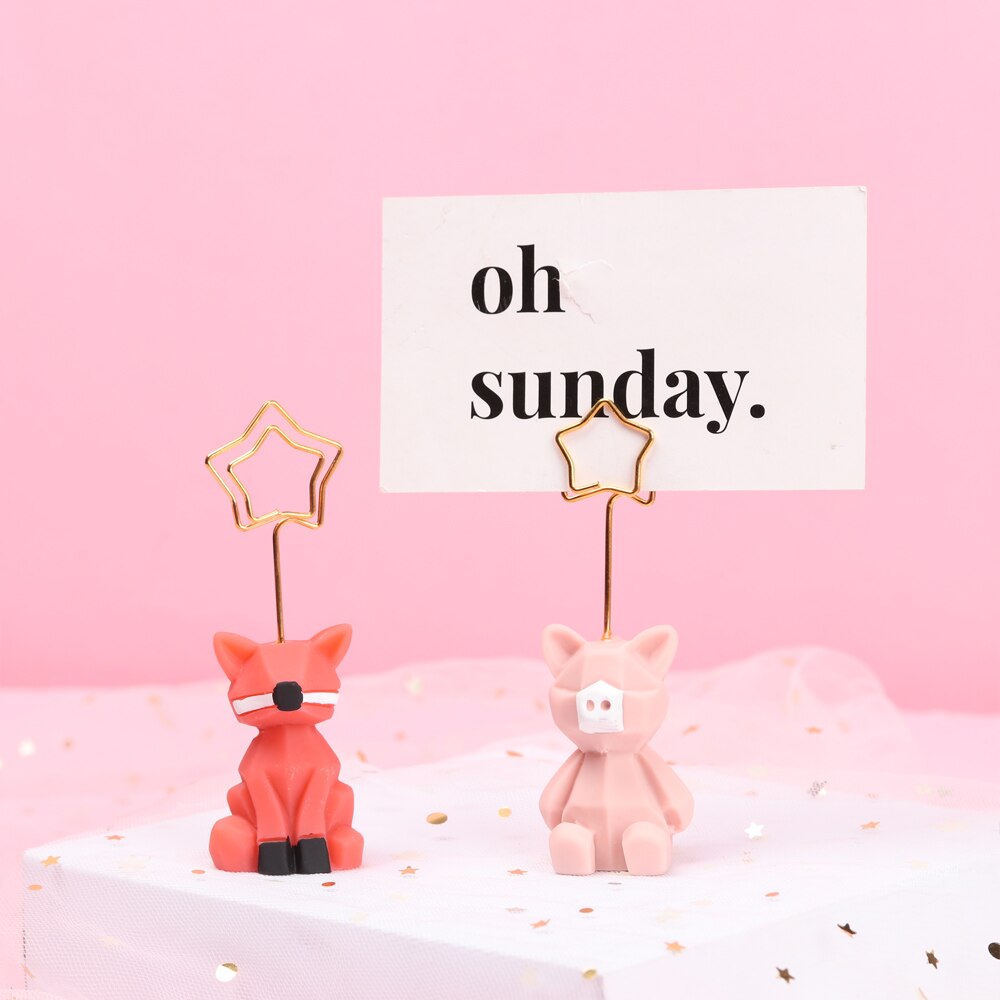 1pc Cute Animal Photo Paper Clip Holder Desk Name Card Memo Clip Wedding Favors Card Decoration Birthday Desk Accessories