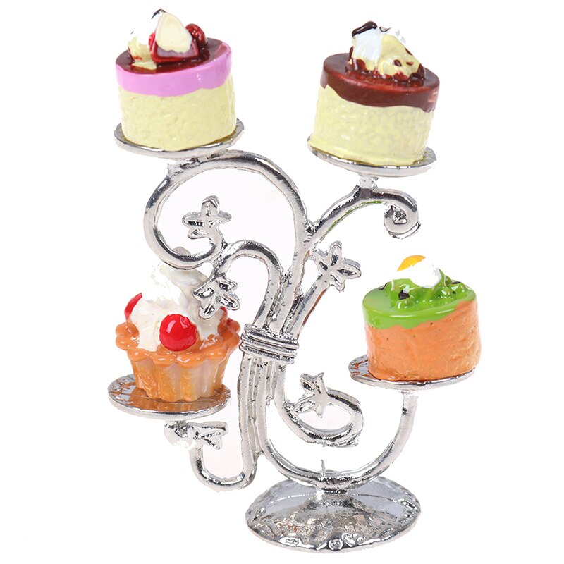 1PCS 1/12 3D Miniature Food DIY Craft For Dollhouse Mini Cute Dessert Pan Cake Stand Fruit Tray Doll Kitchen Toys