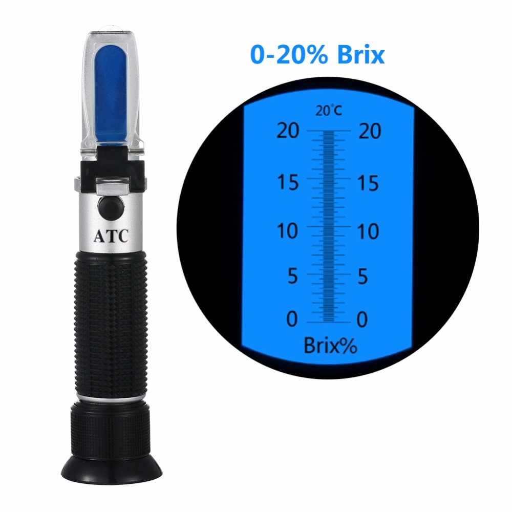 0-20% Portable Hand Held Brix Refractometer Brix Meter Refractometer With ATC Tool