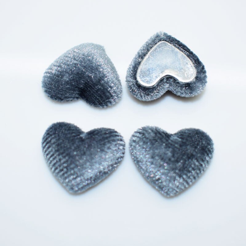 estilo 50 unids/lote 16mm tela de terciopelo Coverd forma de corazón botones traseros planos accesorio para ropa Diy joyería/decoración de la ropa: Gray