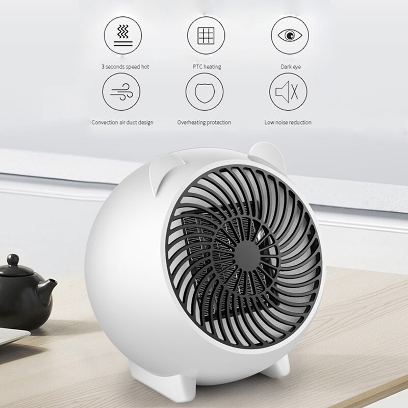 Ventilateur de chauffage rapide portatif en céramique électrique de l'appareil de chauffage de l'espace 500W pour la prise de l'ue de maison de bureau