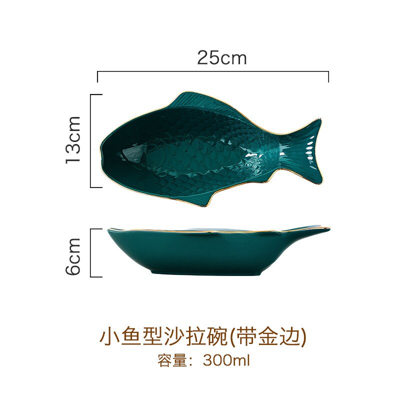 Nuovo Disegno di Ceramica con Bordo in Oro Verde Scuro Frutta Ciotola Piatto Piatto Piatto di Pesce Ciotola di Fondo casa Creativo Ristorante di Famiglia: oro Rim piccolo Bowl