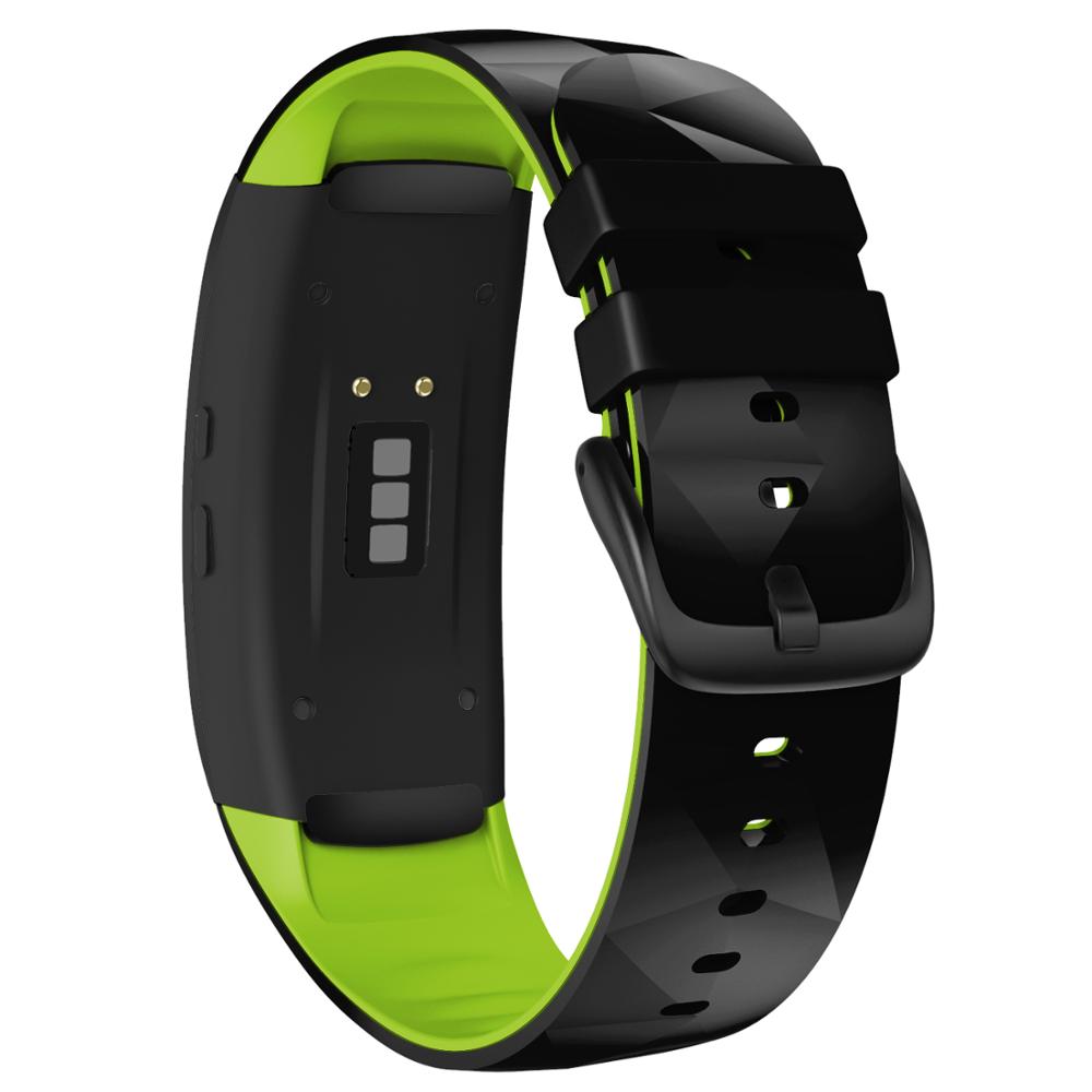 Yhteensopiva samsung gear fit 2 pro kellon ranneke / sovi 2 ranneke korvaava silikoni-älykellon rannekkeet samsung gear fit 2 pro: Mustanvihreä / Suurikokoinen