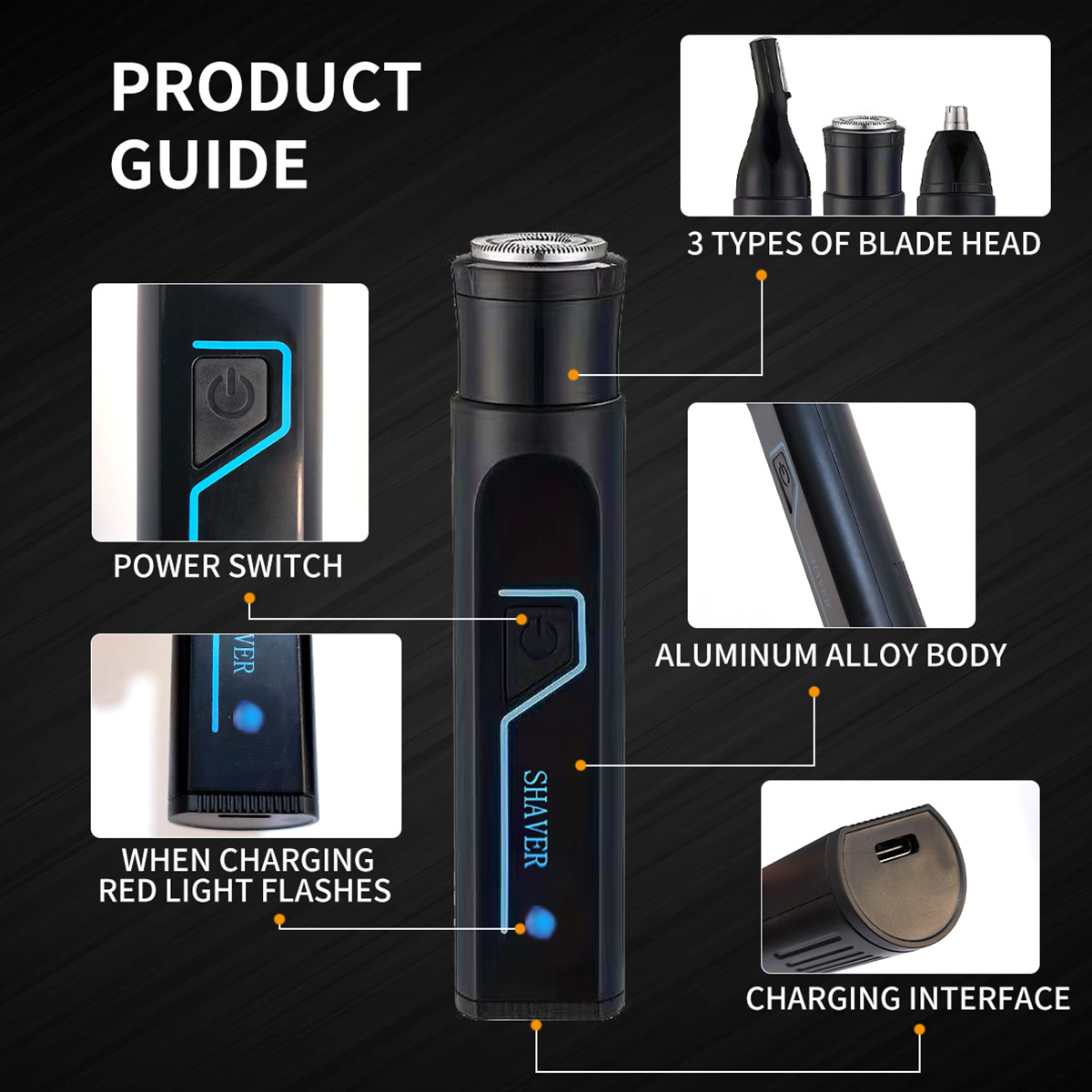 Depiladoras de pelo para hombre, afeitadoras de pelo para Barba, pelo eléctrico para nariz, pecho, axila, piernas, afeitadora 3 en 1, removedor de pelo privado
