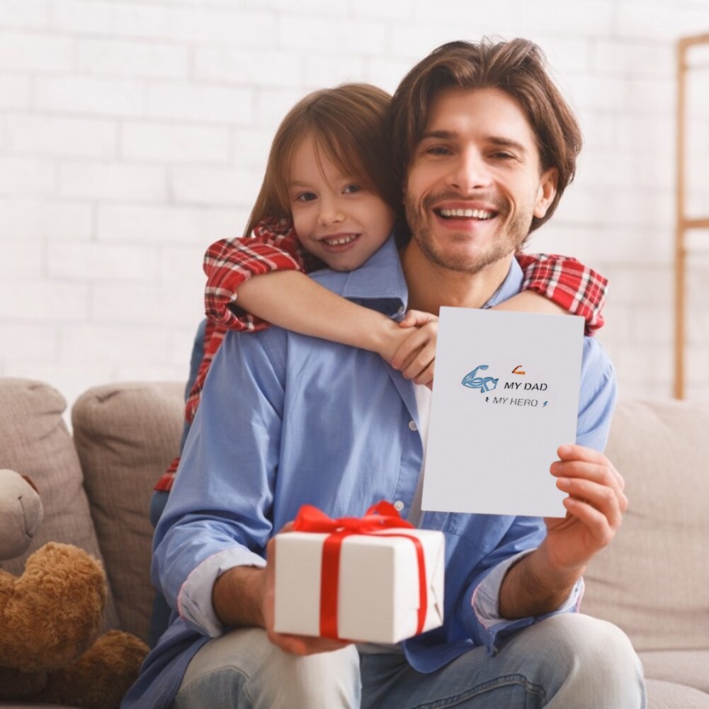 Father's Day 3D Greeting Card Pop-up Birthday Card Expressing Gratitude With Envelope Children DIY Card