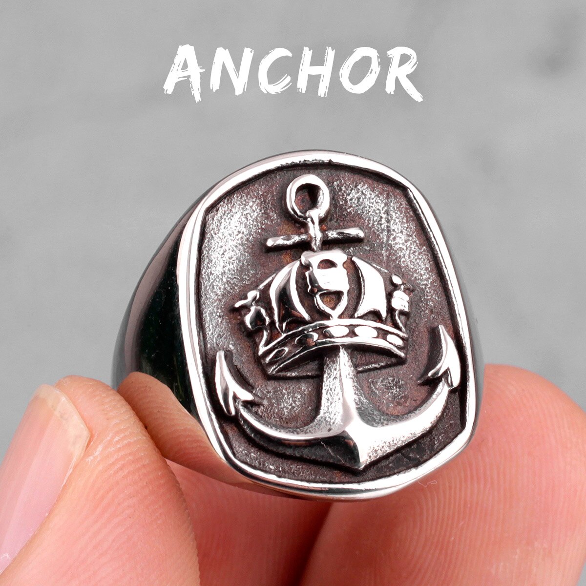 Bagues pour hommes, style ancre, couronne, navi, punk, hip-hop, uniques, cool, pour petit ami, bijoux masculins en acier inoxydable, créativité: 7
