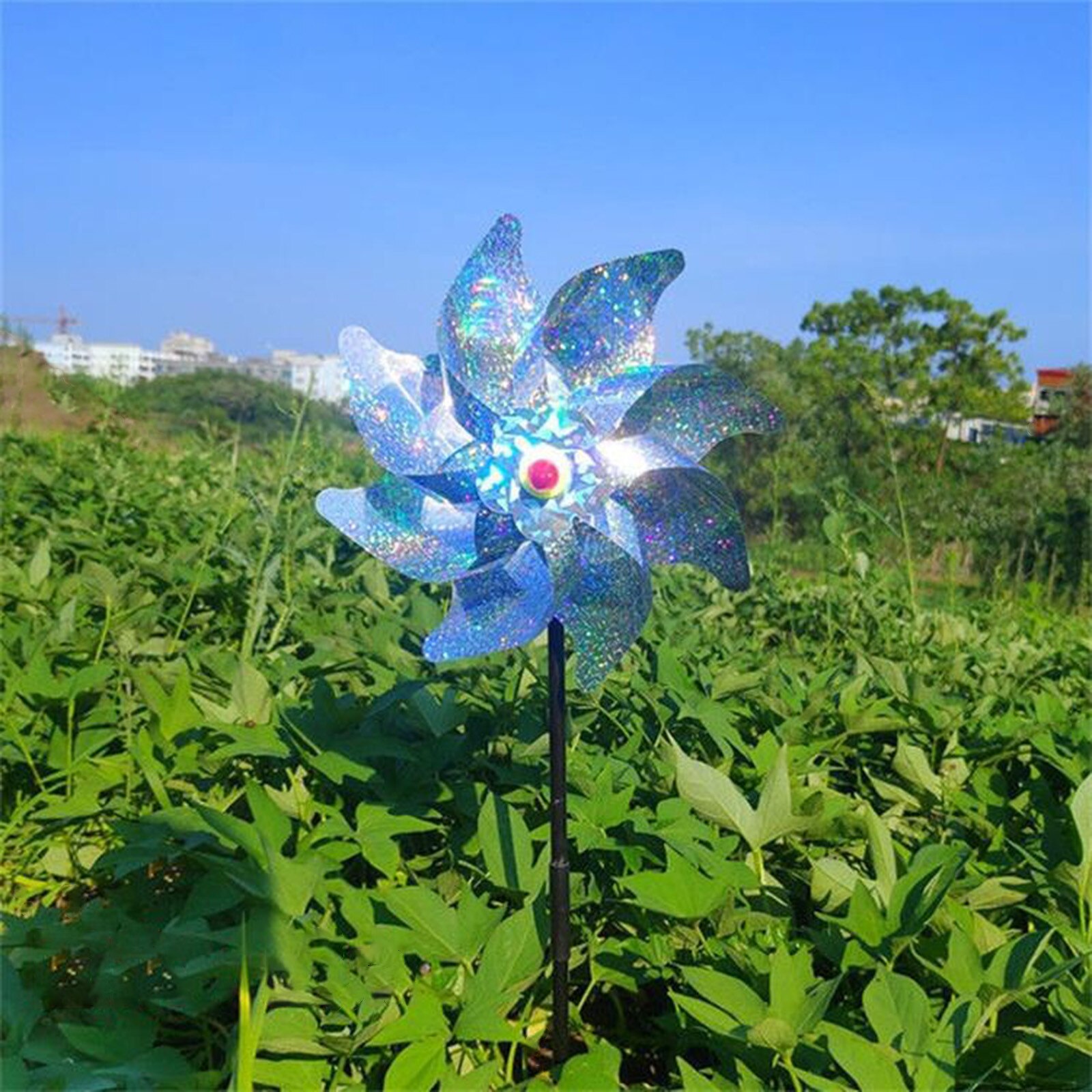5Pcs Tuin Windmolen Outdoor Vogel Proofing Apparaat Repeller Schrikken Magic Apparaat Wind Spinners Reflecterende Sparkly Gazon Decoratie