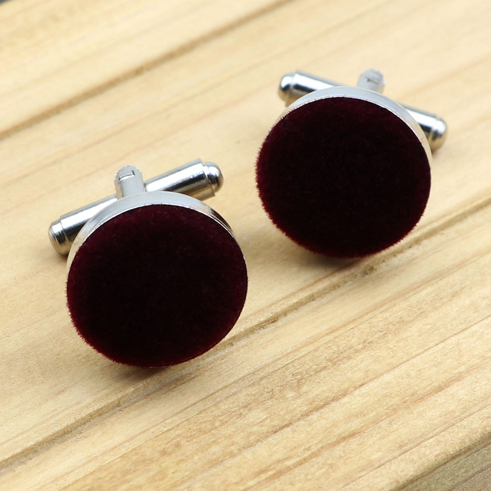 Boutons de manchette de chemise pour hommes, bijoux ronds en daim doux, à la , pour affaires, fête de mariage, accessoires pour hommes, de: 1