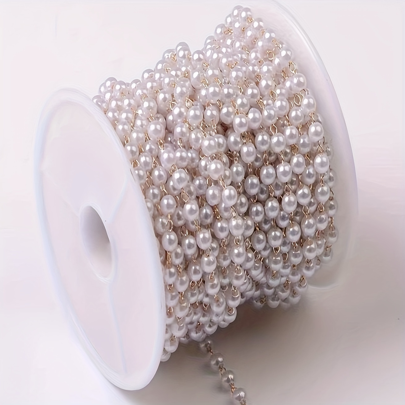 4Mm 39.37 Inch Diy Kunstmatige Parel Verkoperde Ketting, Handgemaakte Parel Ketting, Antieke Stijl Haarclip Kwastje Grenen Ketting