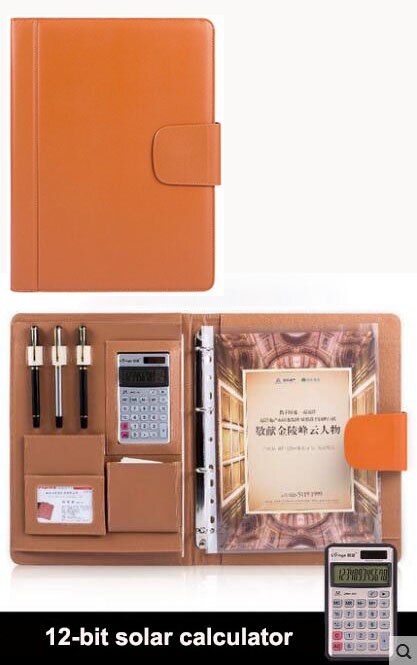 Classeur à anneaux a4 en cuir PU avec classeur-orange/marron/noir: orange 2