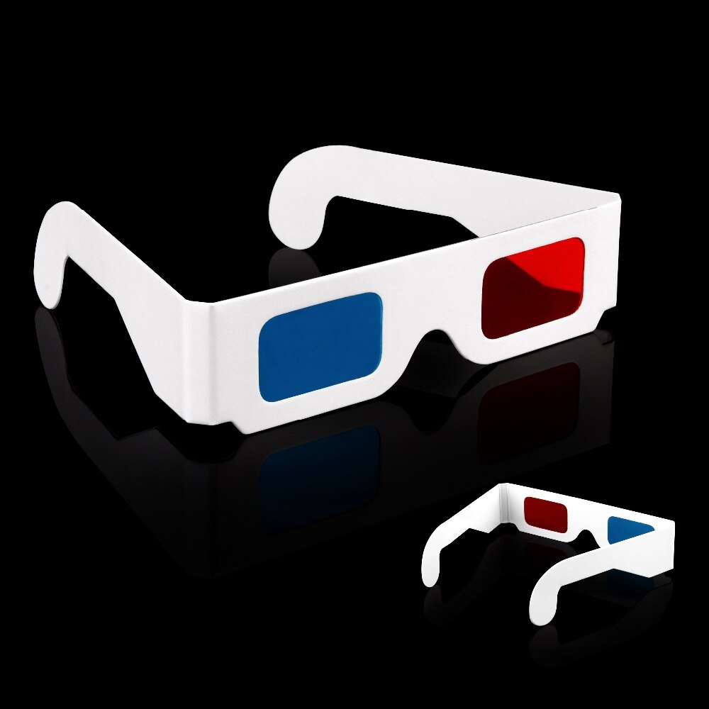 5pcs/LOT Paper 3D Glasses red cyan (blue) 3D glasses paper size 3 points blue and red Paper 3D Glasses