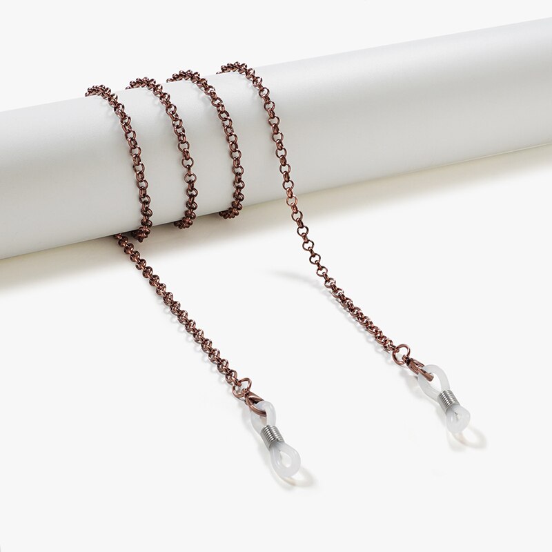 Smarte kvinder briller kæder metal solbriller lanyard slik farver læsebriller kæde briller snor holder rem reb: Brun