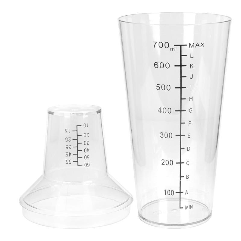 1 Transparent PC Cocktail Shaker Milk Tea Making Cup Bar Drinks Hand Shaker Cocktail Milk Tea Mixing Cup With Scale 700ML/500ML