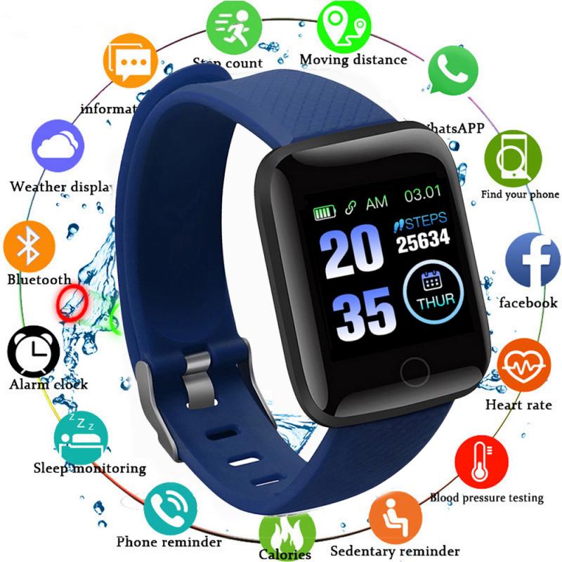 116Plus Smart Horloge Bluetooth Hartslag Bloeddrukmeter Fitness Tracker Mannen Vrouwen Horloges Smartwatch Stappenteller