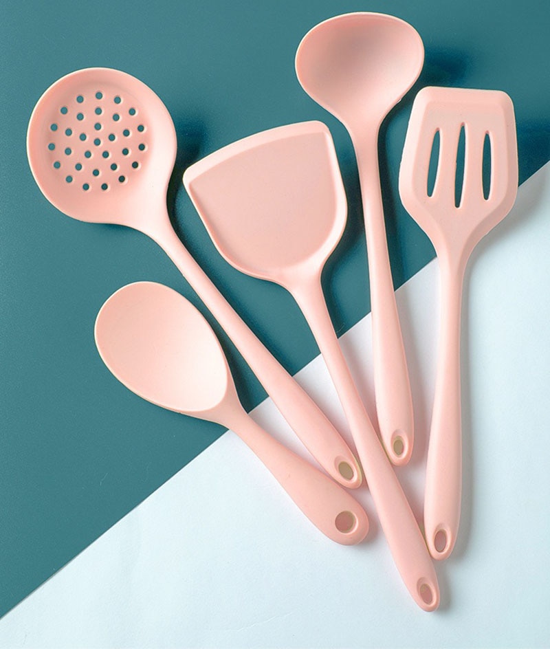 1PC Pink Cooking Kitchenware Silicone Tools Heat-Resistant Spatula Spoon Shovel Turner Strainer Kitchen Utensil Dishwasher Safe