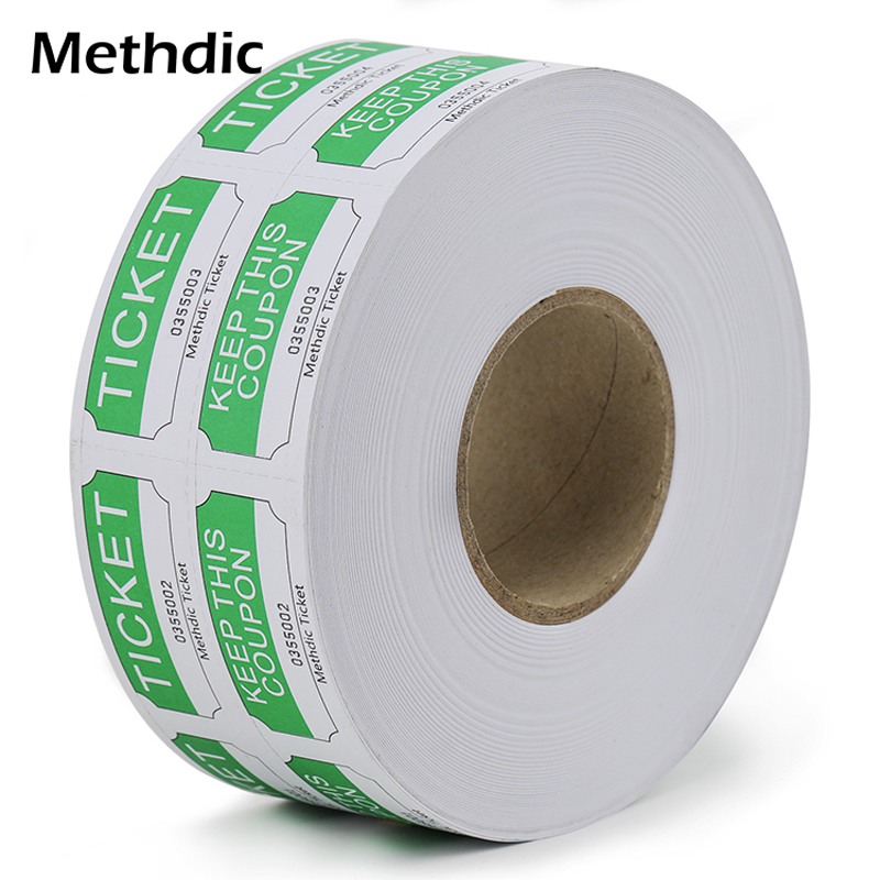 Methdic Raffle Ticket Double Rolls Tickets 1x2 Inch 4 Color for Options