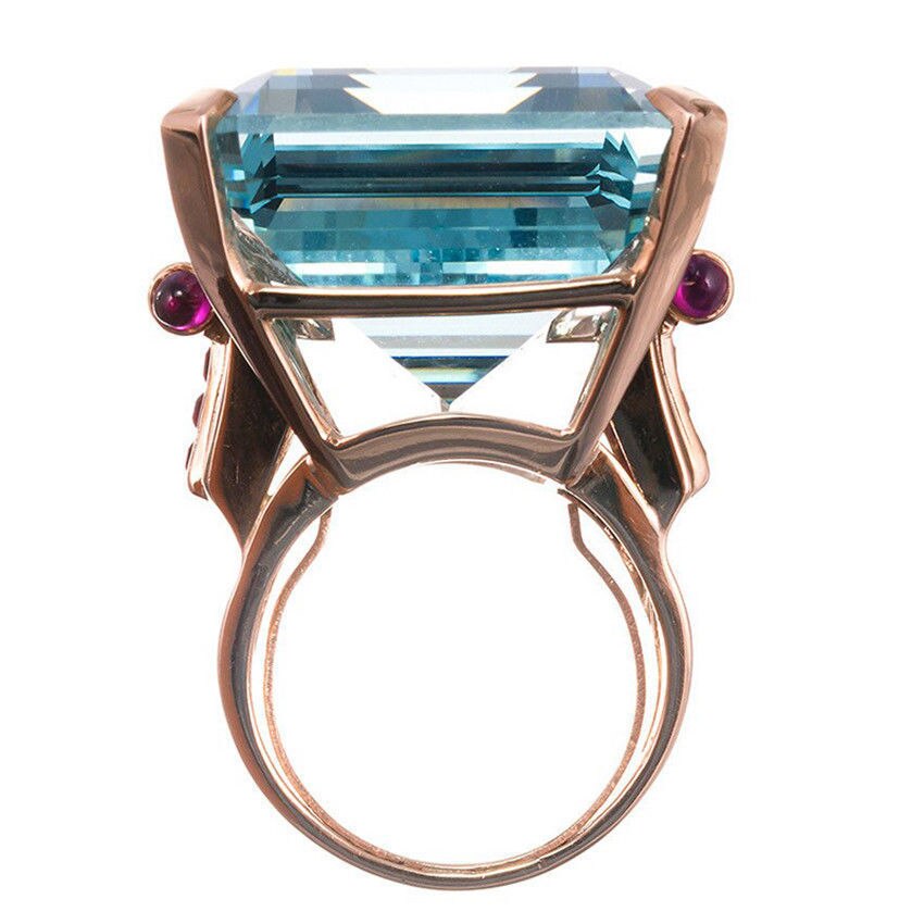 groß CZ kubisch Zirkon Stein Rose Gold Farbe Ring Blau Kristall Engagement Ringe für Frauen Party Hochzeit Schmuck Bague femme