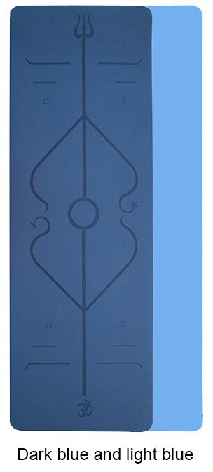 Tpe-yogamatte mit rutschfester oberfläche, positionslinien für fitness, gymnastik und pilates, inklusive yogamattentasche, 2 farben: Dunkelblau und hellblau