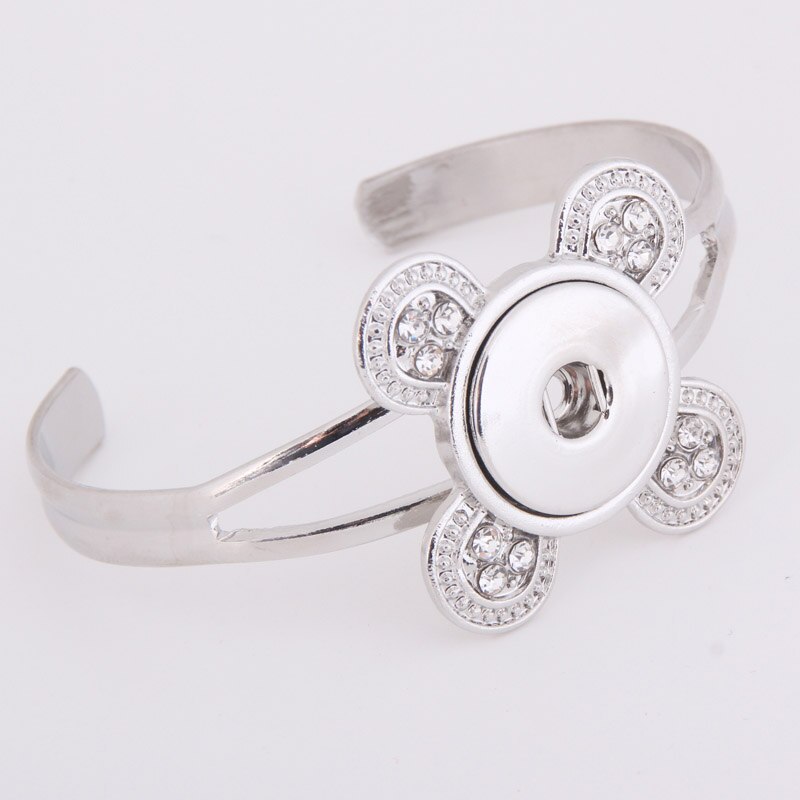 Snap Button Bracelet Cuff Bangle 20mm 18mm Metal Silver plated Snap Bracelet Fit Snaps Buttons Interchangeable Jewelry: 9