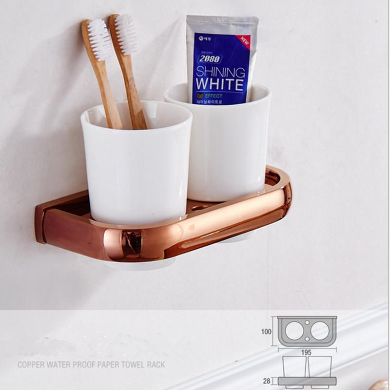 Biggers-Juego de accesorios de baño de cobre rosa de lujo, soporte de papel, barra de toalla, jabonera, soporte para vaso,