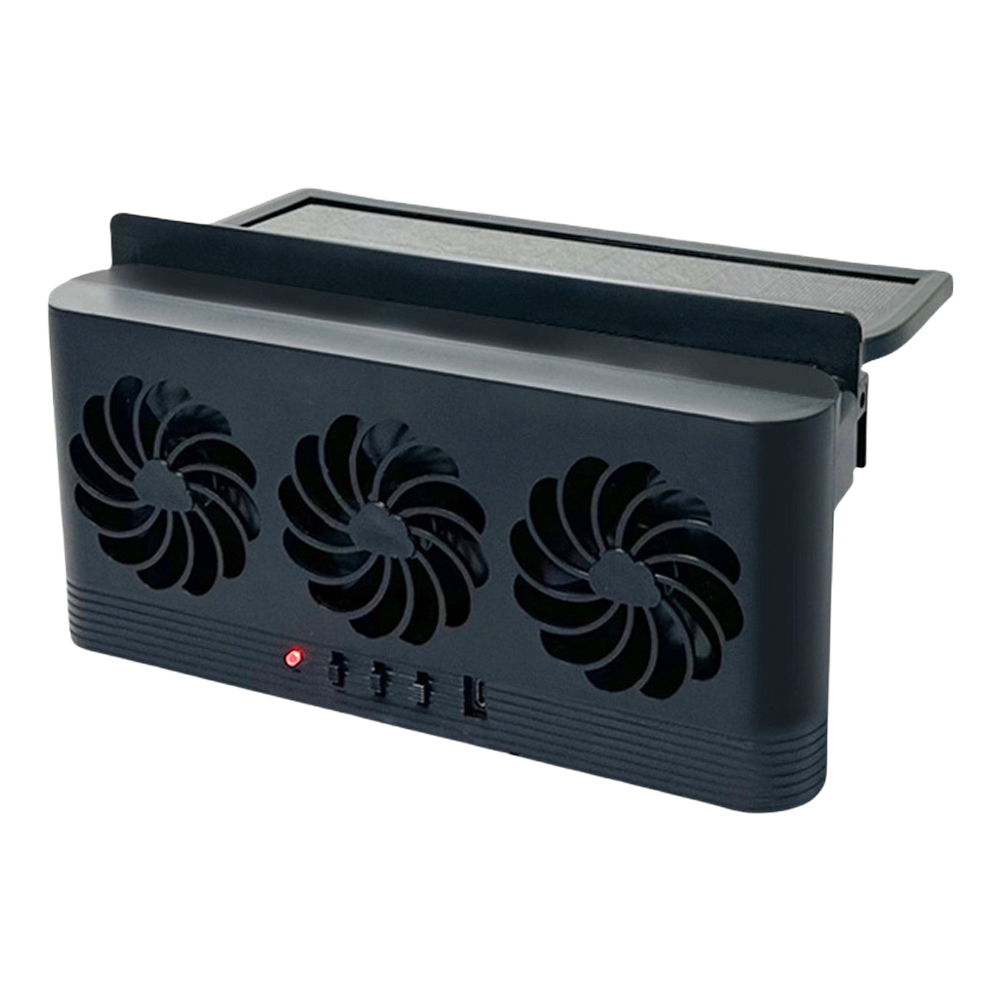 Ventilador de refrigeración de radiador de coche con energía Solar, elimina el olor Peculiar, ventilador de ventilación de ventana de coche, ventilador de ventilación automático alimentado por USB para vehículos: Negro