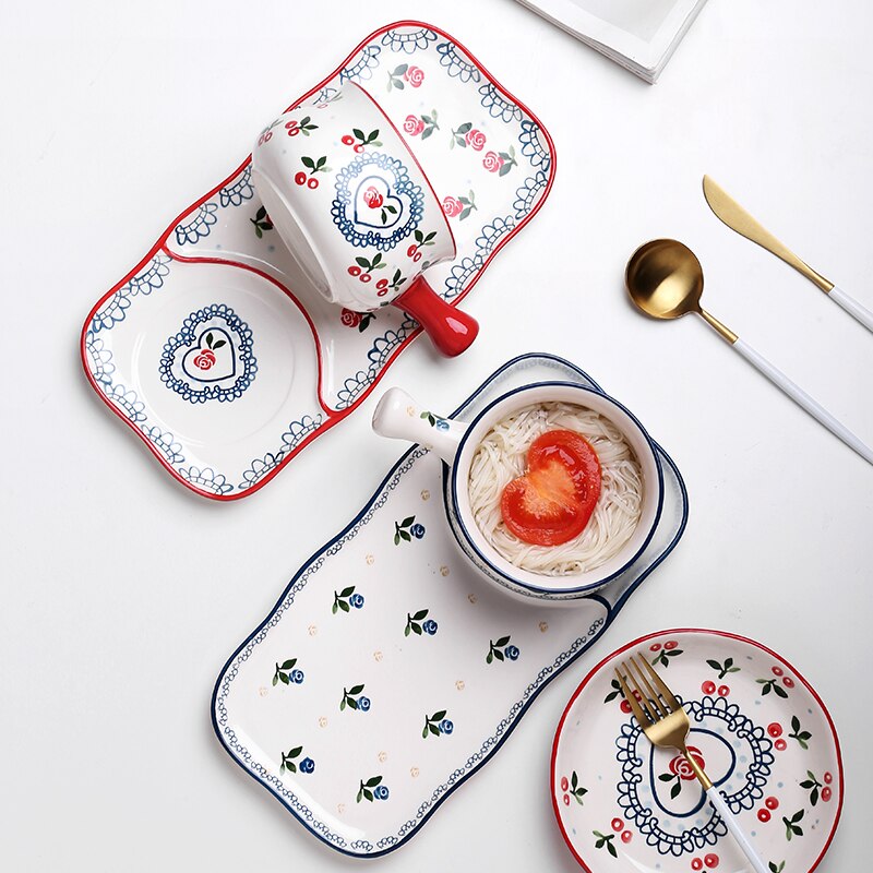 Oneisall middagstallerkener i japansk stil porcelæn keramik kage frugt grøntsag salat platos porcelæn stel fade supla fad