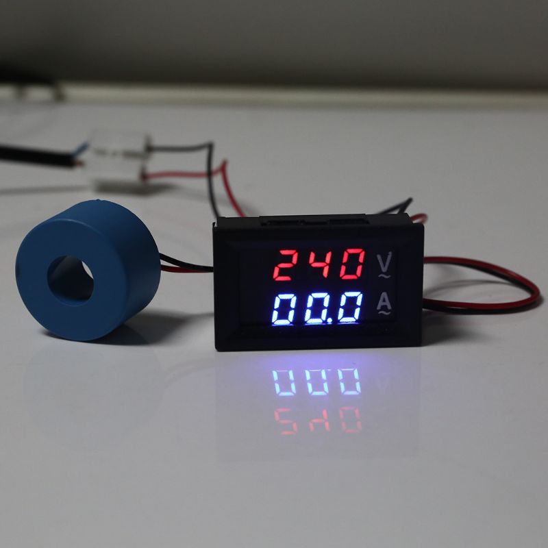 0.28" Digital Voltmeter Ammeter AC 60-500V 10A 50A 100A Current Meter Volt Gauge with Current Transformer