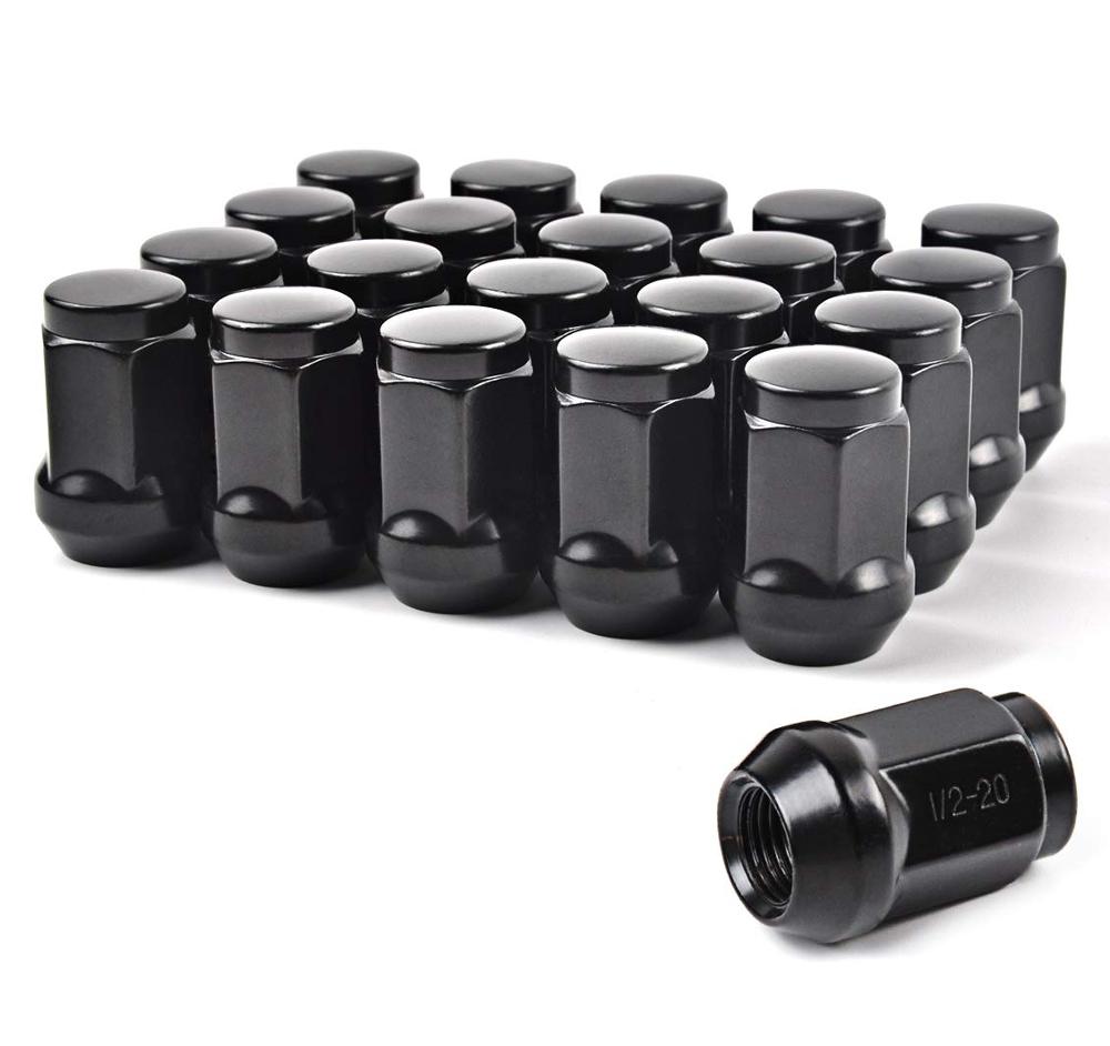 Partsworld 1/2-20 Lug Nuts For Jeep Wrangler 1987- Aftermarket Wheel 20 pcs Black Closed End Lug Nuts