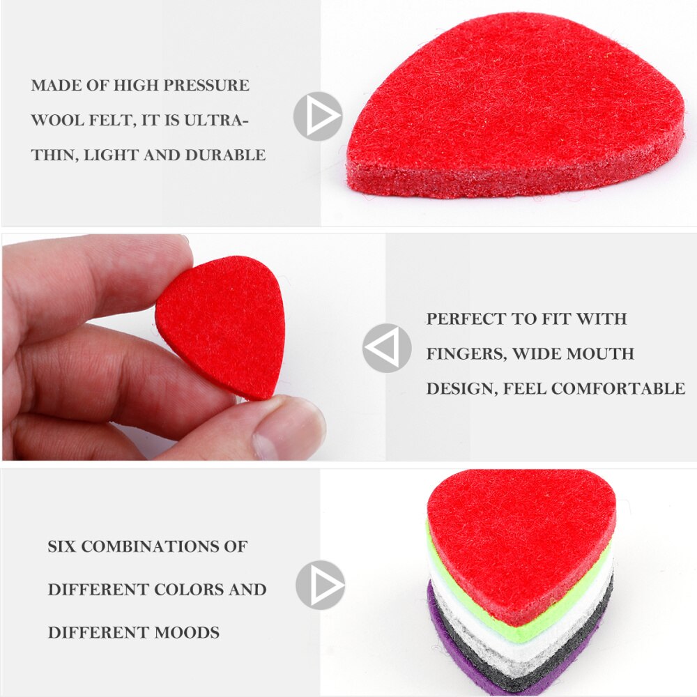 6Pcs Gitaar Plectrumwool Vilt Gitaar Pick Gitaar Accessoire Ukulele Plectrums