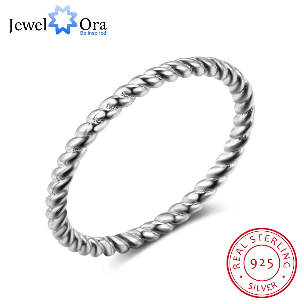 925 Sterling Sliver Ringen Voor Vrouwen Touw Vorm Ringen Mode Zilveren Sieraden Engagement Anniversary (Jewelora RI102772)