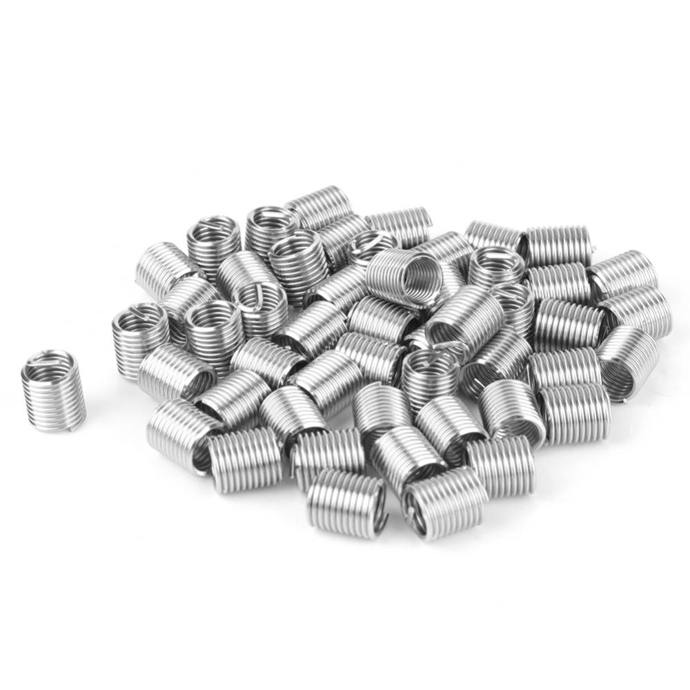 50Pcs Car Thread Repair Kit M8 x 2D Stainless Coiled Wire Screw Threaded Inserts Spanner Wrench Inserts Drill Tap Thread Tool
