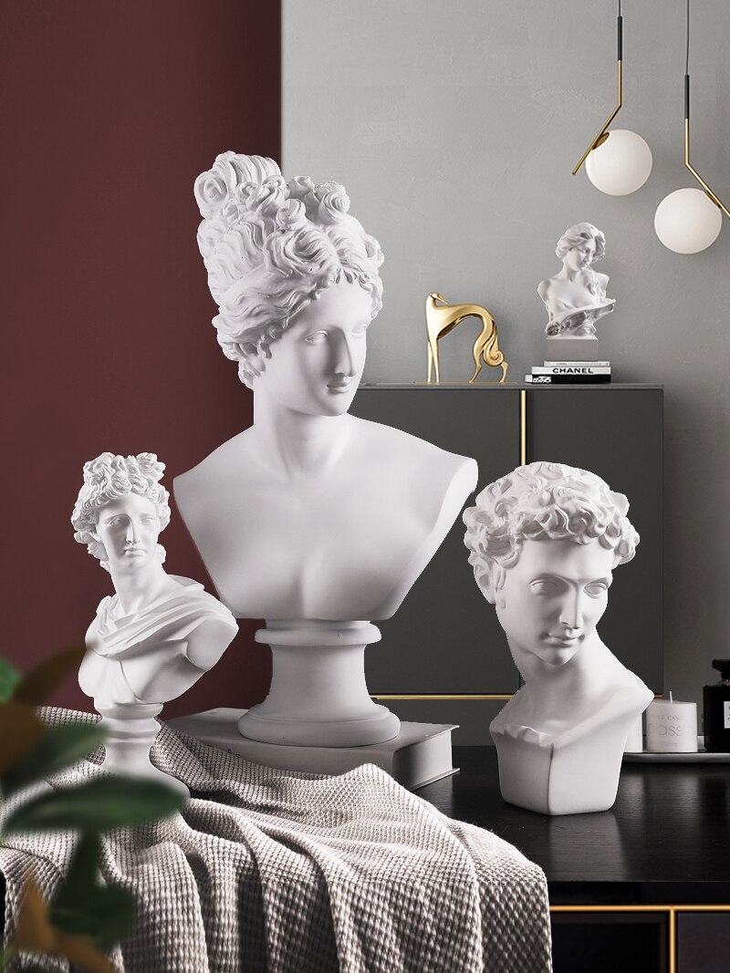 Statue de tête de personnage en plâtre, décoration douce pour maison, modèle de chambre, ornement de bureau à la