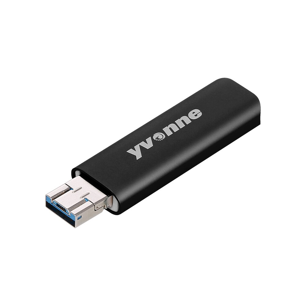 yvonne Y15D USB2.0 U Disk Telescopic 32GB 16GB USB Type-C Micro USB Three Ports OTG Flash Drive for Mobile Phone/PC/Laptop: 16GB / Black