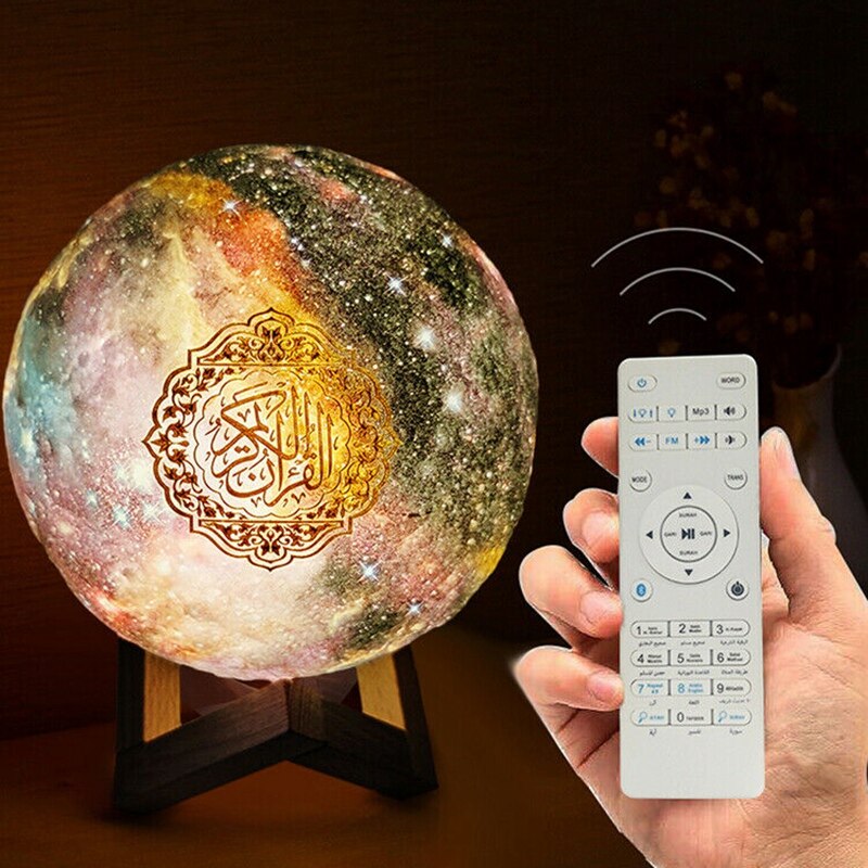 Koran Bluetooth Speakers Kleurrijke Afstandsbediening Kleine Maanlicht Led Nachtlampje Maan Lamp Maanlicht Draadloze Koran Speaker