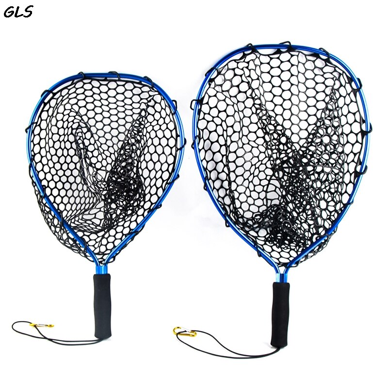 Aluminium Alloy Fly Fishing Net Brail Small Rubber Mesh Magnetic Clip Lanyard Fly Fishing Net