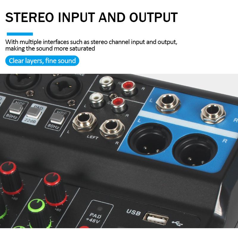 5 Kanaals Bluetooth Mixer Audio Professionele Studio Dj Mixer Galm Controller Smartphone Computer Opname Geluidskaart