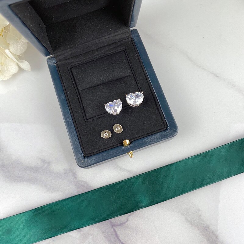 2020 Marca a caldo Puro 925 Gioielli in Argento sterlina impostato per Le Donne di Cuore Bianco Monili di Cerimonia Nuziale impostato Collana di Orecchini in Argento impostato