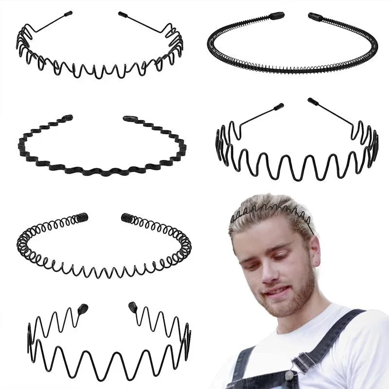 6 stks Wave Heren Vrouwen Unisex Zwart Golvend Haar Hoofd Hoepel Band Sport Hoofdband Haarband Hoofddeksels Haaraccessoires