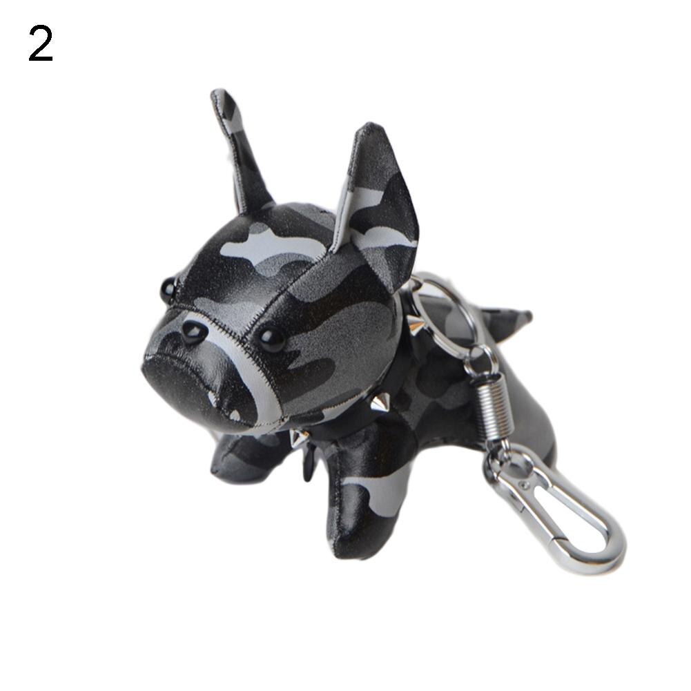 Mini Bulldog Puppy Keychains Faux Leather Doll Key Rings Hanging Pendant Key Holder Charm Bags Decor Car Trinket Punk Chaveiros: 2