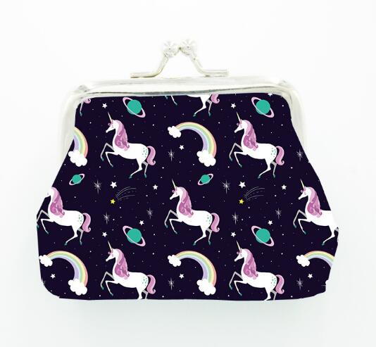 Coin Purse Unicorn Print Classic Wallet Buckle Pink Girl Wallet Child Student: lqb22-3