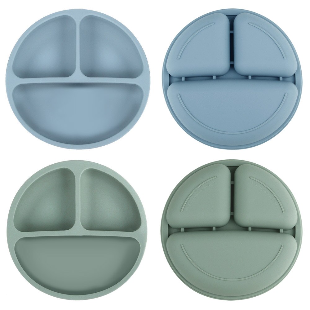 Siliconen Kinderen Plaat Baby Bestek Set Bpa Gratis Kids Servies Doseren Kom Peuter Servies Sectionele Voedsel Kom