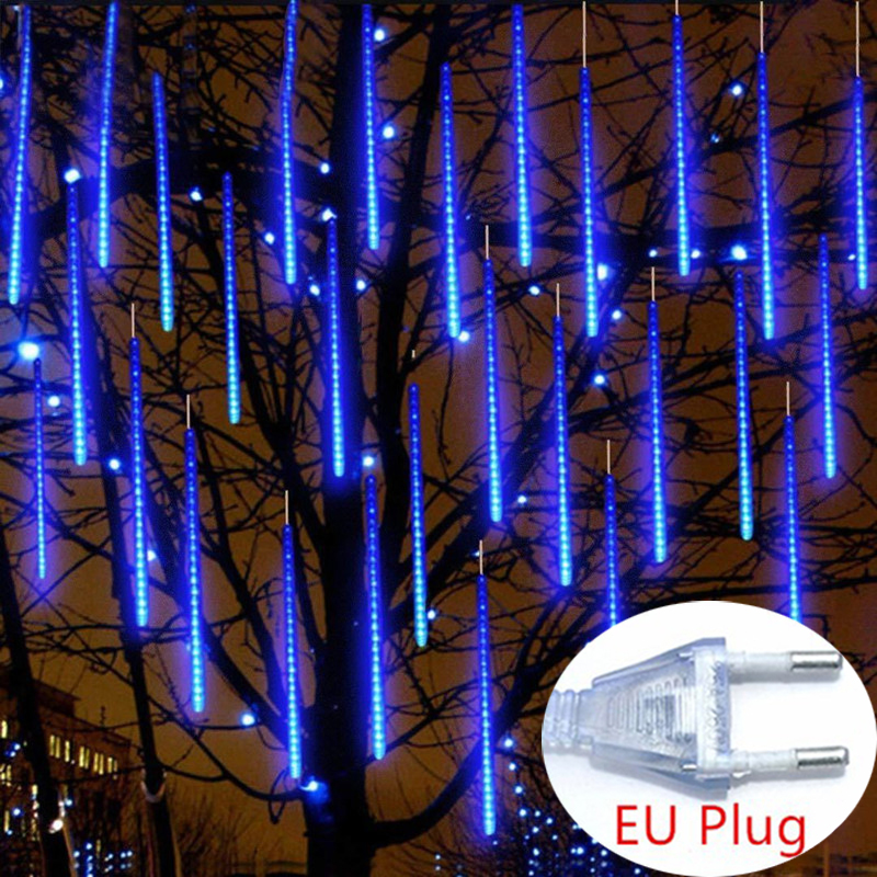 Outdoor EU Plug Meteor Shower Lights Falling Rain Fairy String Lights for Christmas Party Garden Decorations: Blue / 300W