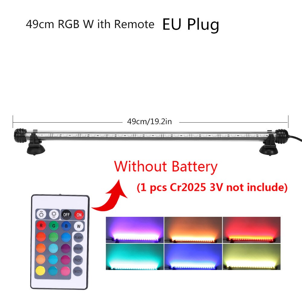RGB Aquarium licht 18-59cm fernbedienung tauchen lampe Bunte lampe 90-260v lampe für pflanzen fisch tank ätherisches Amphibien verwenden: 49cm RGB With Remote