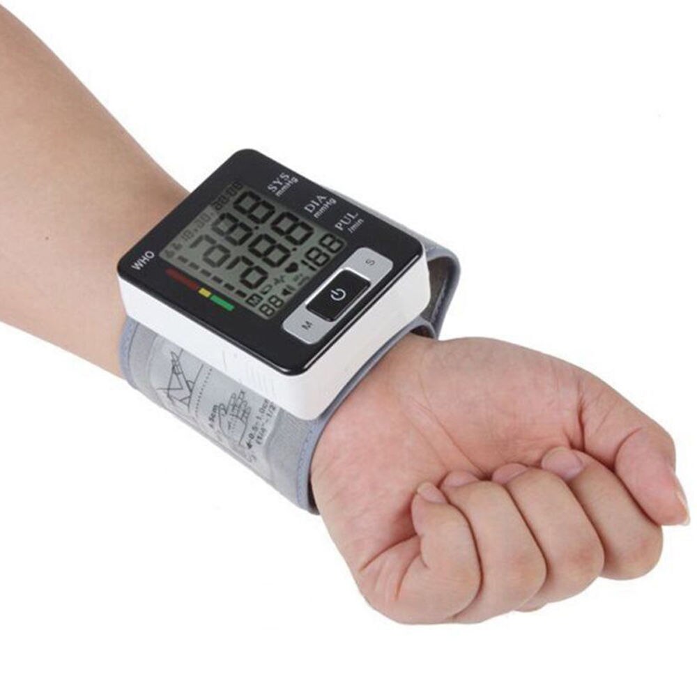 LCD Automatic Digital Wrist Cuff Blood Pressure Monitor Heart Beat Rate Pulse Meter Tonometer Sphygmomanometers