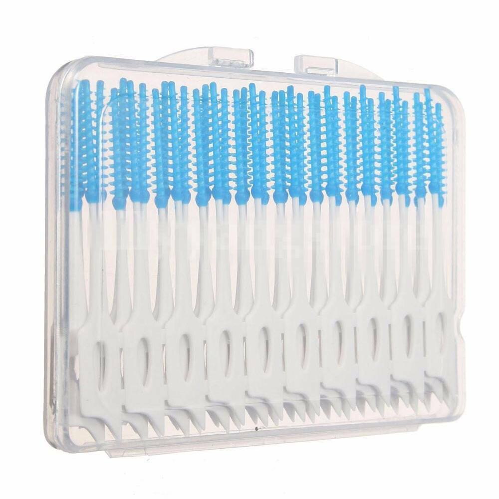 40 stk interdental børste tandtråd tænder mundtlig rene dobbelthoved tandstikker voksentandbørste tand mundplejeværktøj