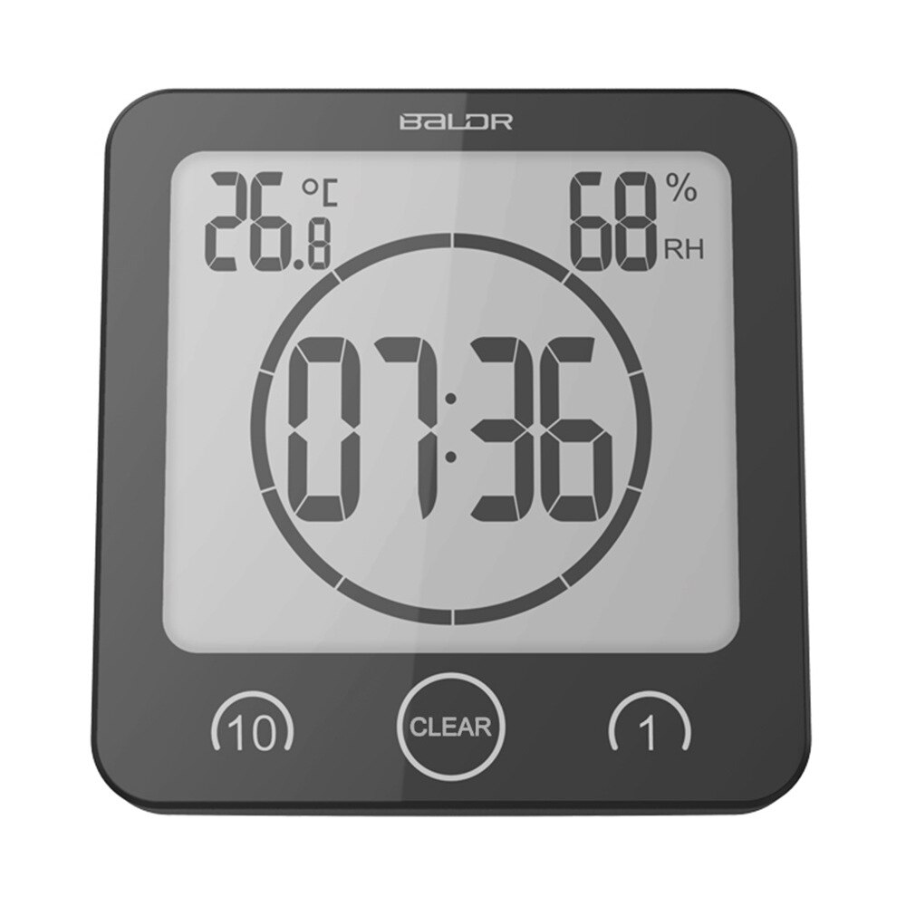 Brief LCD Digital Waterproof Water Splashes Bathroom Wall Clock Shower Clocks Timer Temperature Humidity Kitchen Washroom Timers